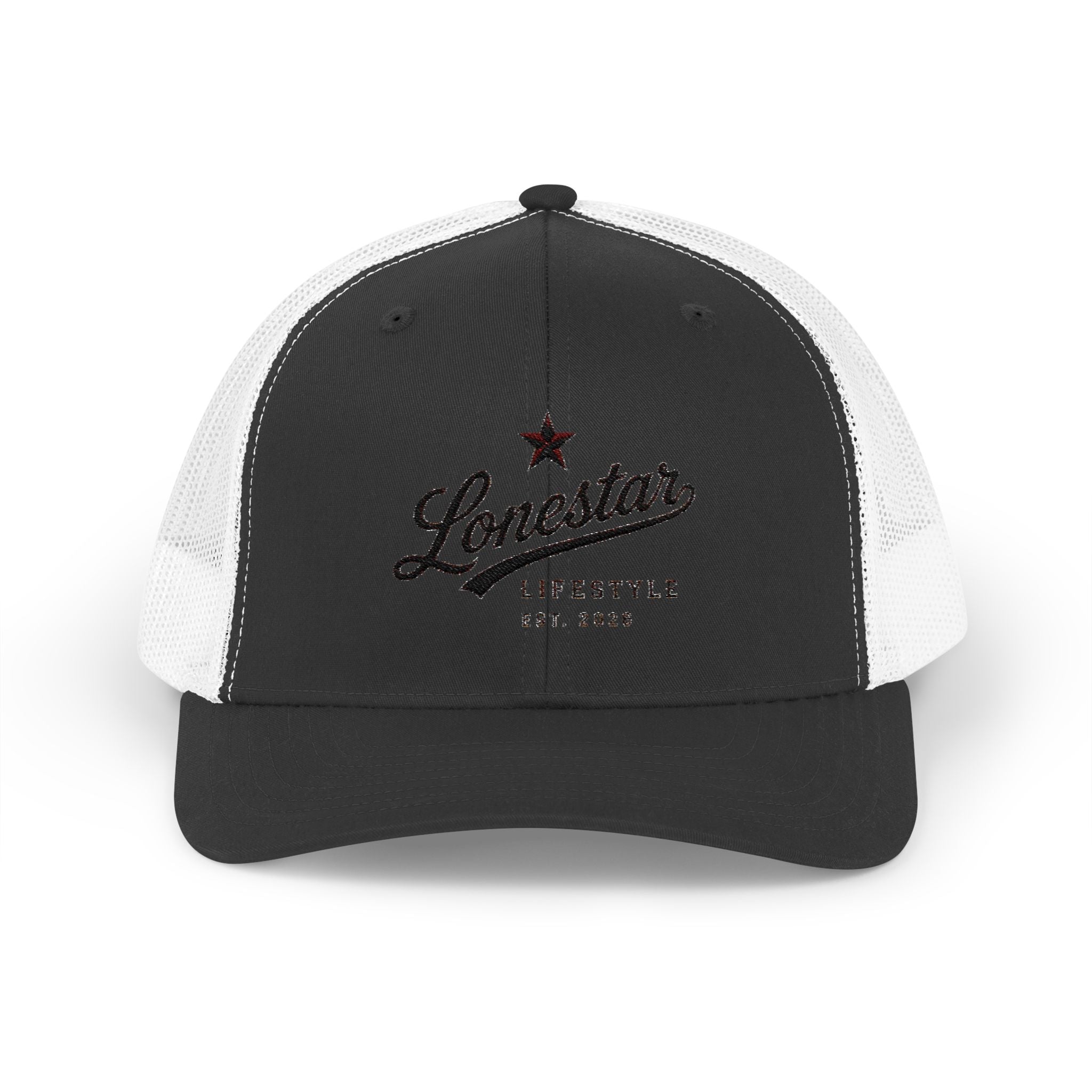 Lonestar Trucker Cap — Vintage Script Snapback Hat ("Lonestar Lifestyle EST. 2024")